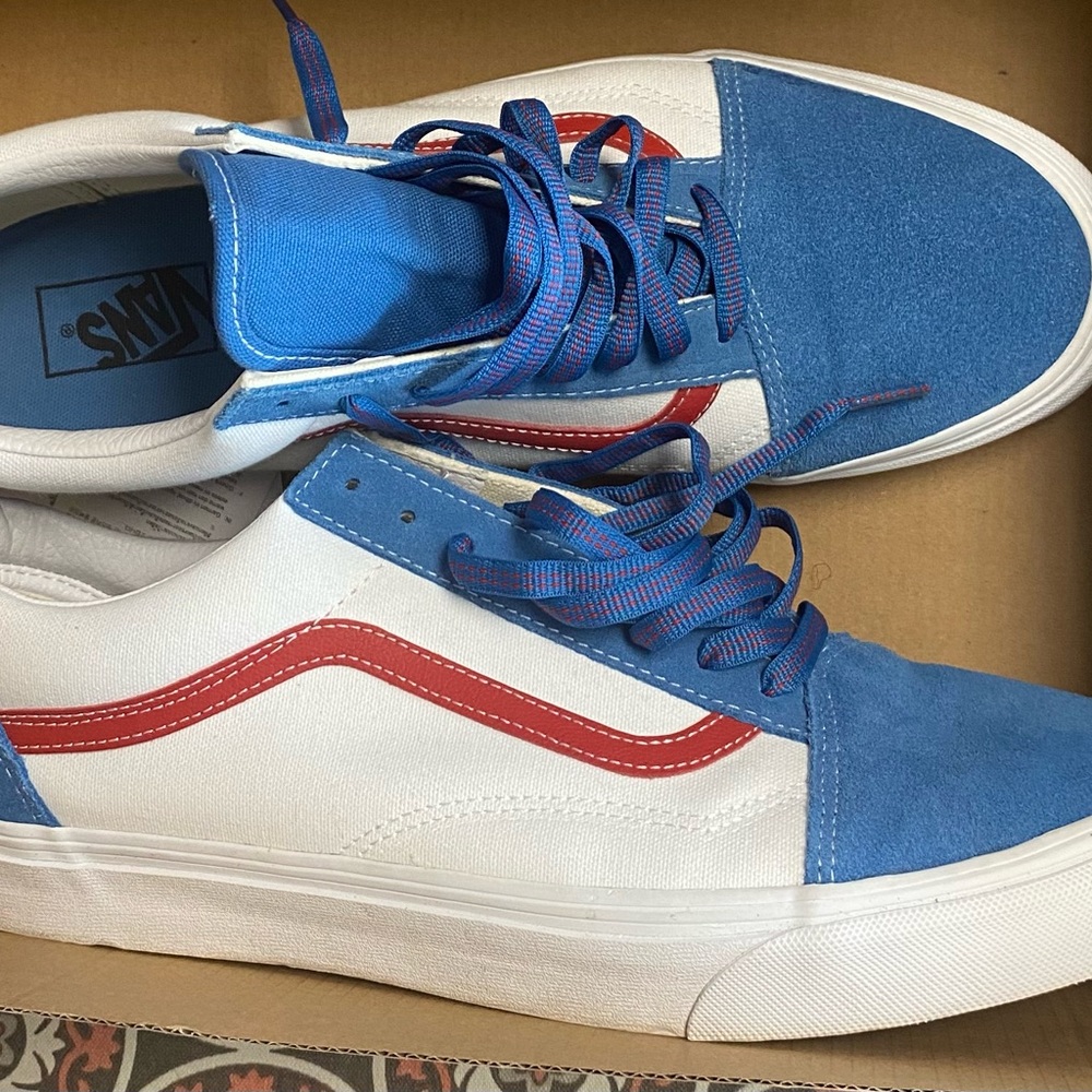 Vans Blue and White Sneakers with Classic Design